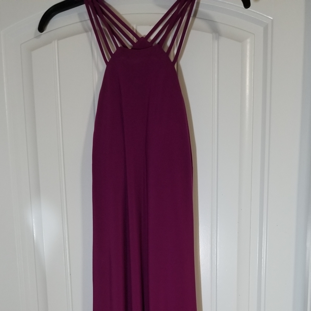 Pink criss cross back formal gown